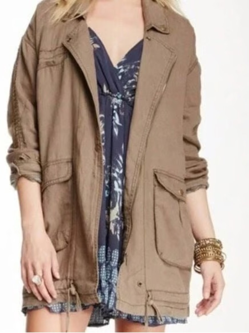 Free People Taupe Utility Field Jacket